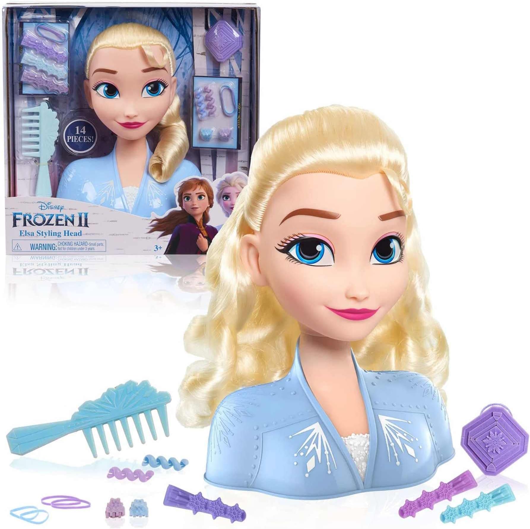 JP Disney Styling Frozen 2 Elsa Styling Head, Dolls and Accessories, Pretend Play, Gifts for Kids 3 and Up, 20x15x10 cm