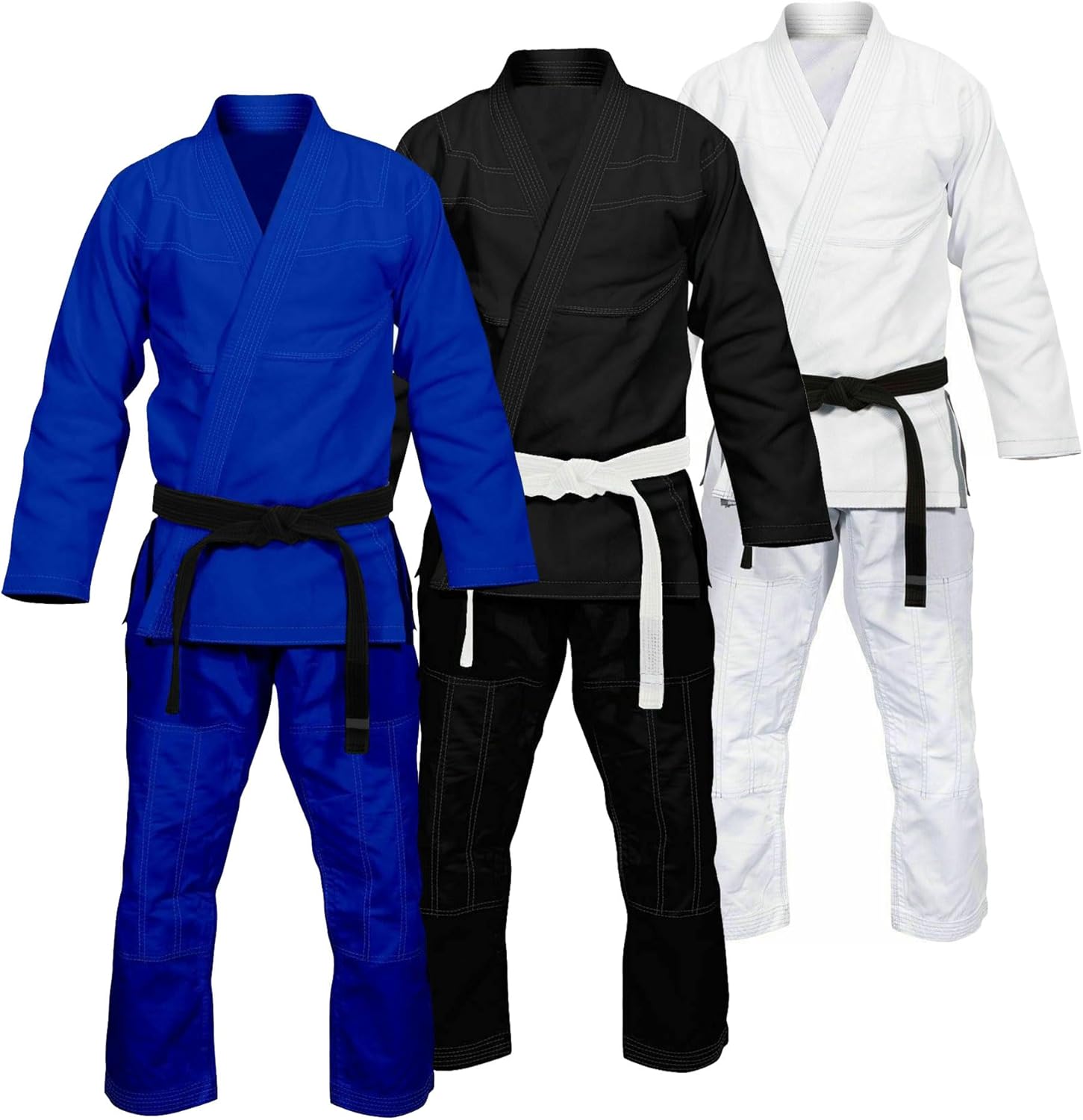 Bjj Gi for Men - Brazilian Jiu Jitsu Gi - Preshrunk sweat wicking Fabric - Machine washable - Free white Belt A0 Black 