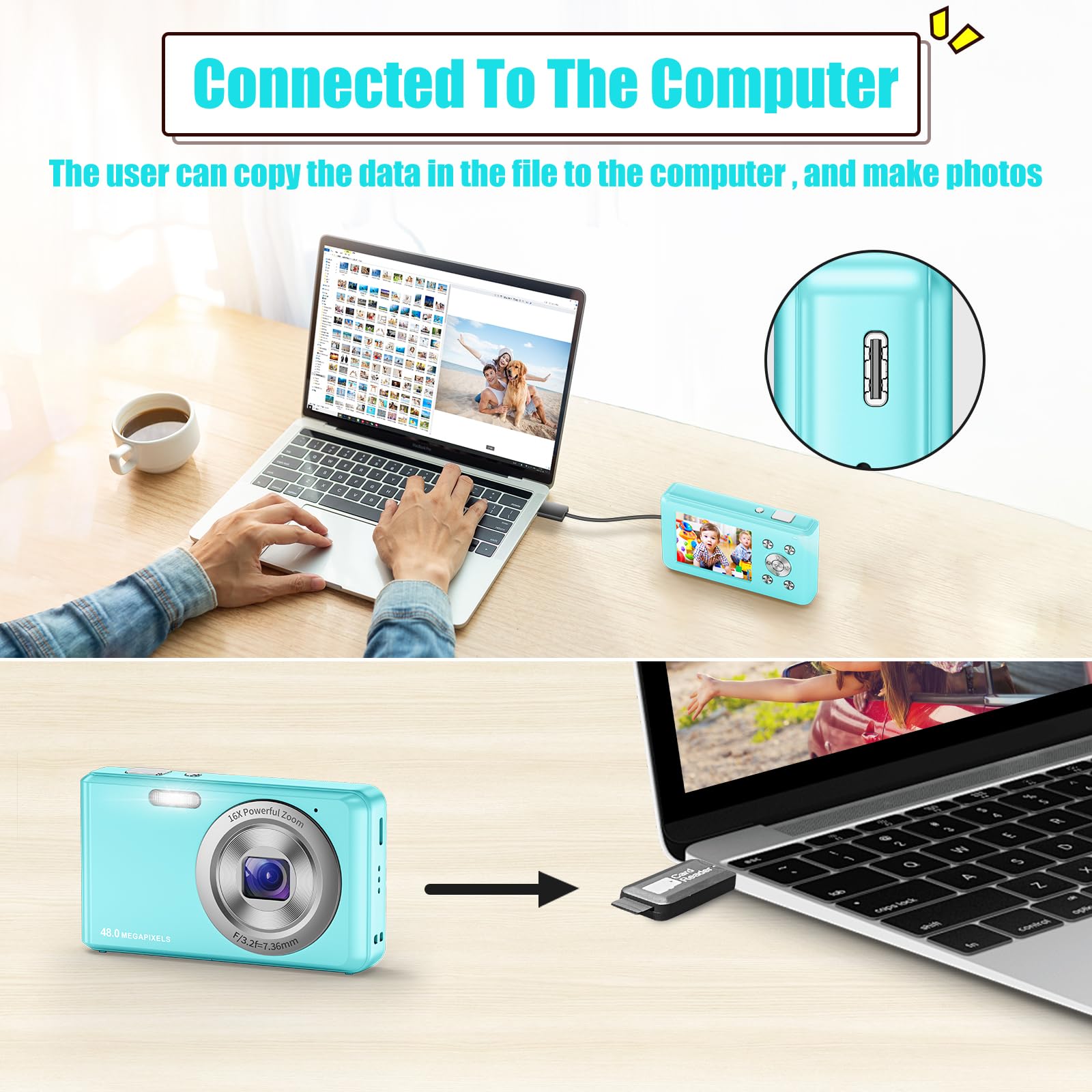 Cámara Digital HD 1080P Con 48MP Y Tarjeta De 32GB – Pantalla De 2.4 Pulgadas, Zoom 16x, Ideal Para Principiantes Y Adolescentes