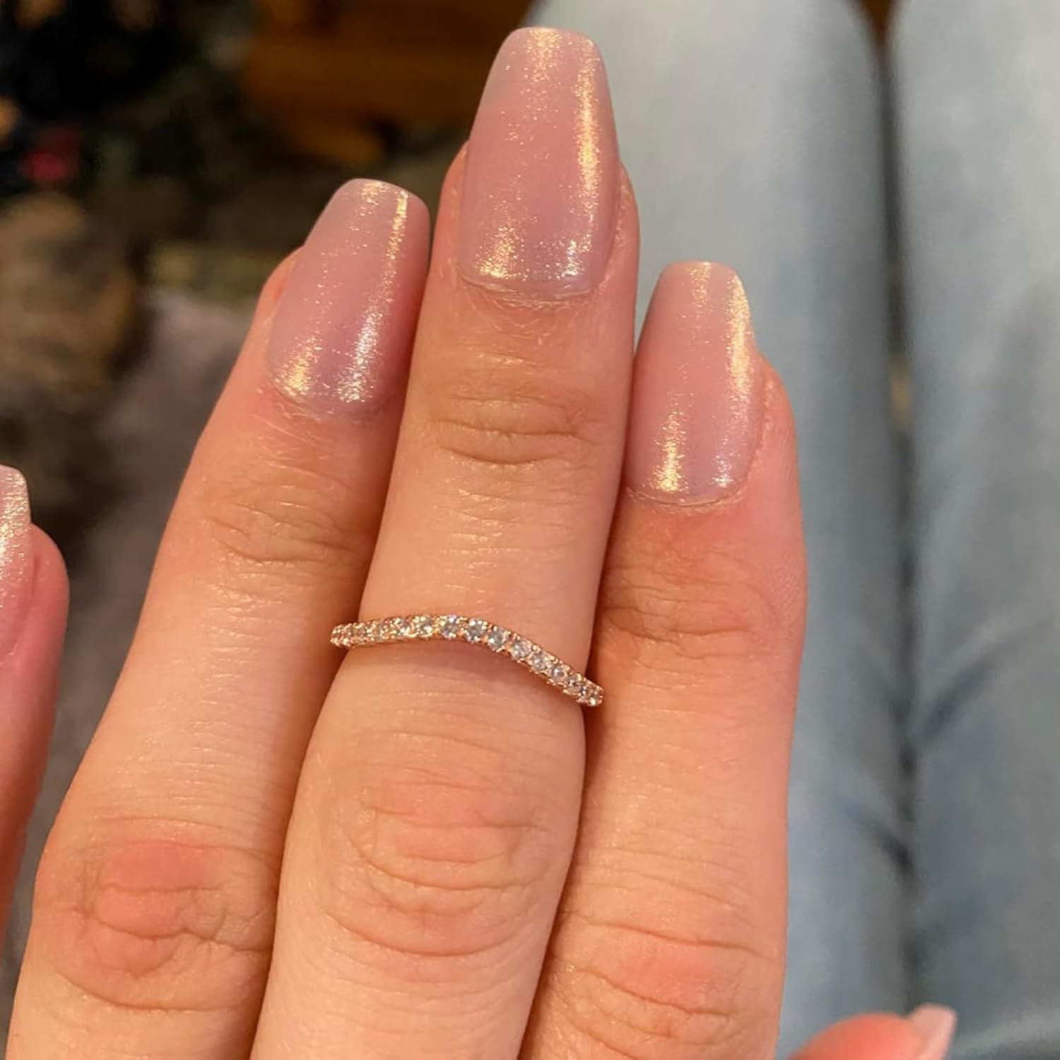 Newshe Jewellery Curved Wedding Bands for Women Cz Stacking 925 Sterling Silver Eternity Rings Wishbone Size 4-13 - Image 6