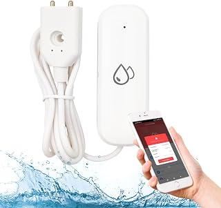 LED ATOMANT Detector Fugas de Agua, Inteligente WiFi, Control por App Smart Life, Compatible Alexa y Google Home, Alarma de Inundaciones, Cocina, Baño, Garaje