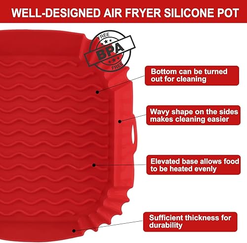 Miniatura 6 de Paquete de 2 ollas de silicona para freidora de aire cesta de silicona para freidora de aire de 8 pulgadas accesorios para horno reemplazo de papel