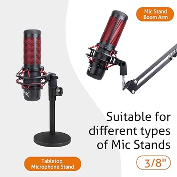 SUNMON Microphone Mount Adapter for HyperX QuadCast, Replacement for HyperX QuadCast Mount Adapter, Mic Stand Adapter for 3/8 Boom Arm