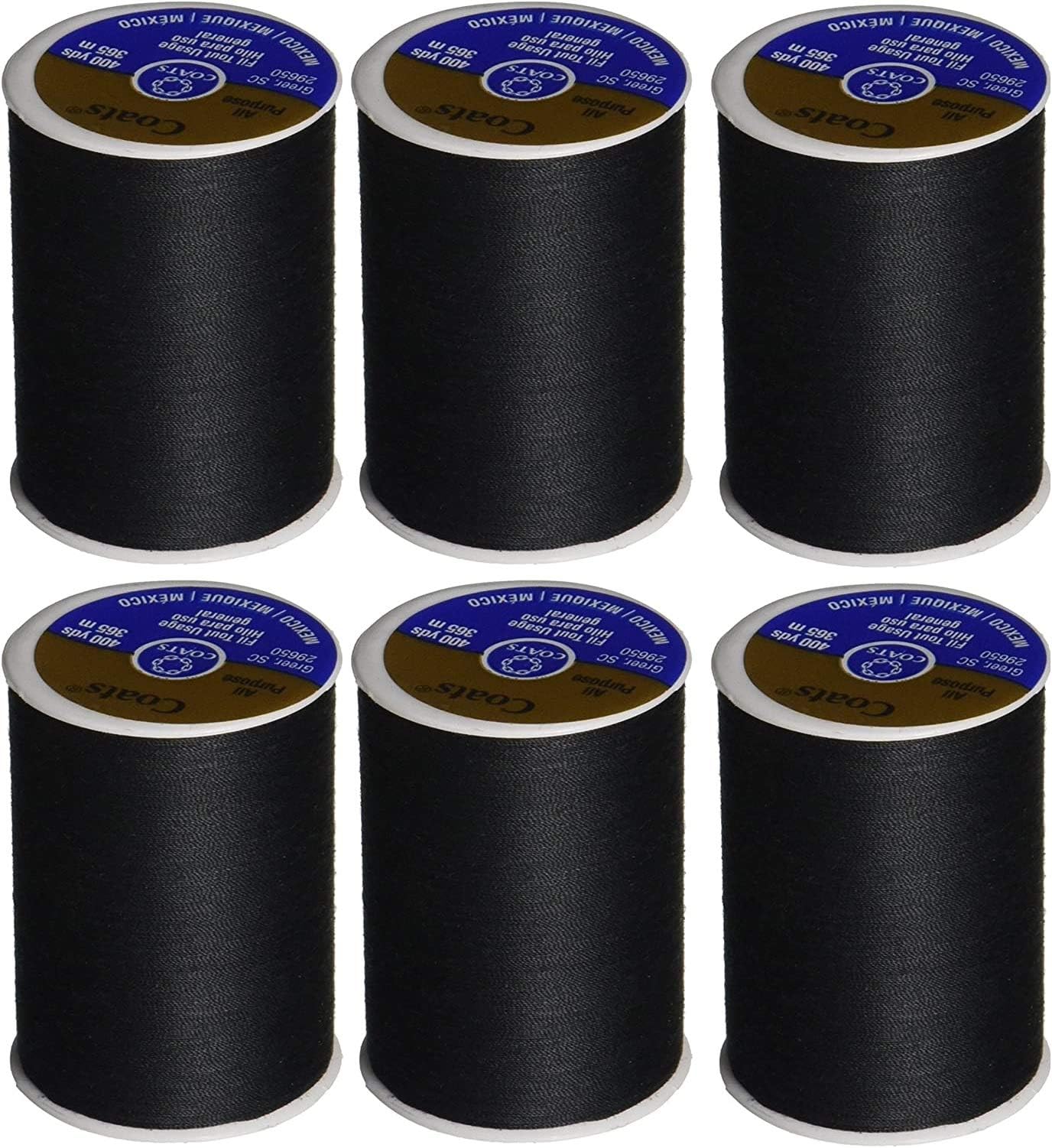 Coats & Clark Dual Duty All Purpose Thread 400 Yards Black 230-2 (6-Pack)