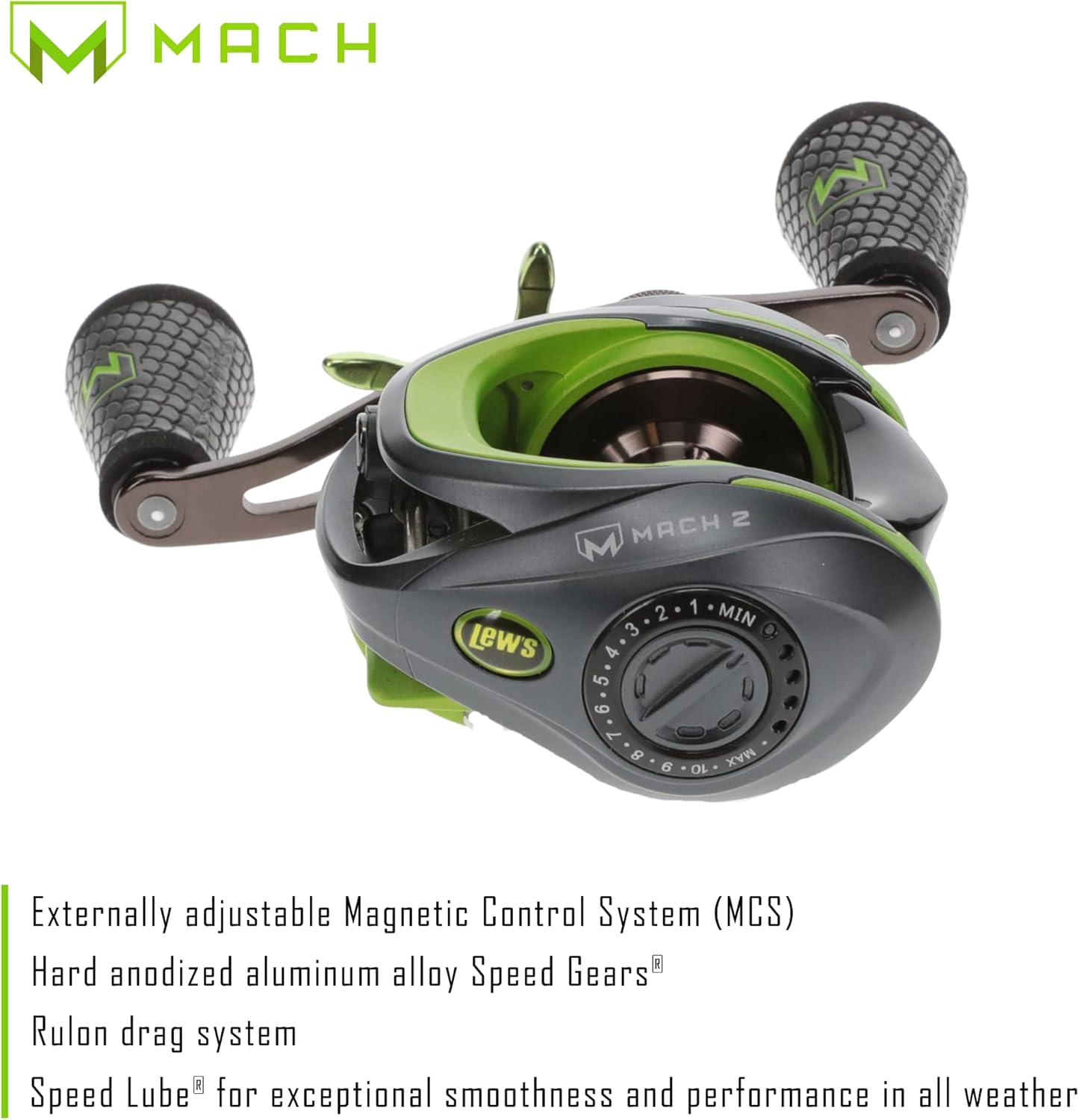 Lew's Mach 2 Baitcast Fishing Reel, 9+1 Stainless Steel Ball Bearings, 7.5:1 Gear Ratio