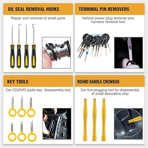 Vista 24 de GOOACC 190 clips de retención de automóvil y removedor de sujetadores, 18 tamaños y aplicaciones más populares, juego de remaches de pasador de 190