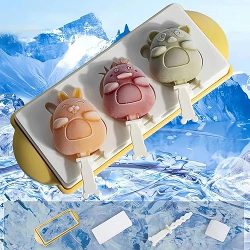 Lindo molde de paletas para niños, 3 piezas de silicona para hacer helados, moldes para hacer helados, moldes para hacer helados, accesorios de