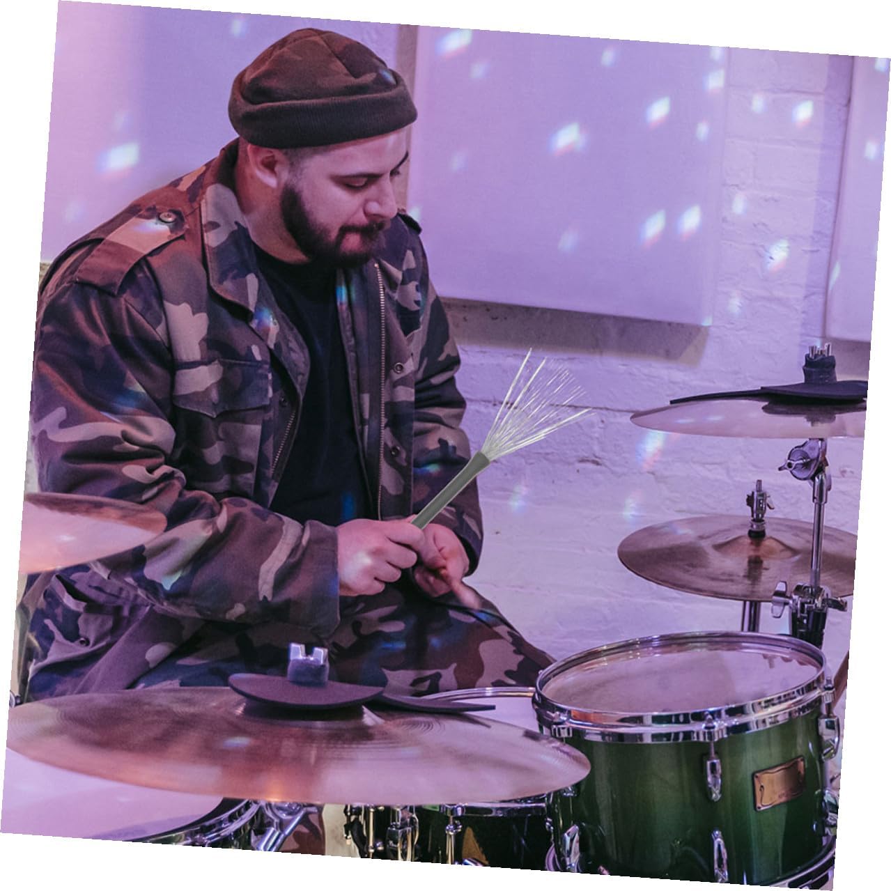 3pcs Professional Stainless Steel Wire Drum Brushes Set with Drawstring Bag for Jazz Drums and Percussion