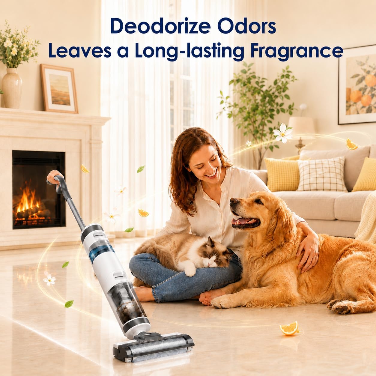 Floor Cleaning Solution Compatible with Tineco Cleaning Solution, Residue & Streak Free, Suitable for All Robot Vacuum Cleaners and Wireless Wet Dry Dual-Use Vacuum Cleaners (Original flavor+Orange)