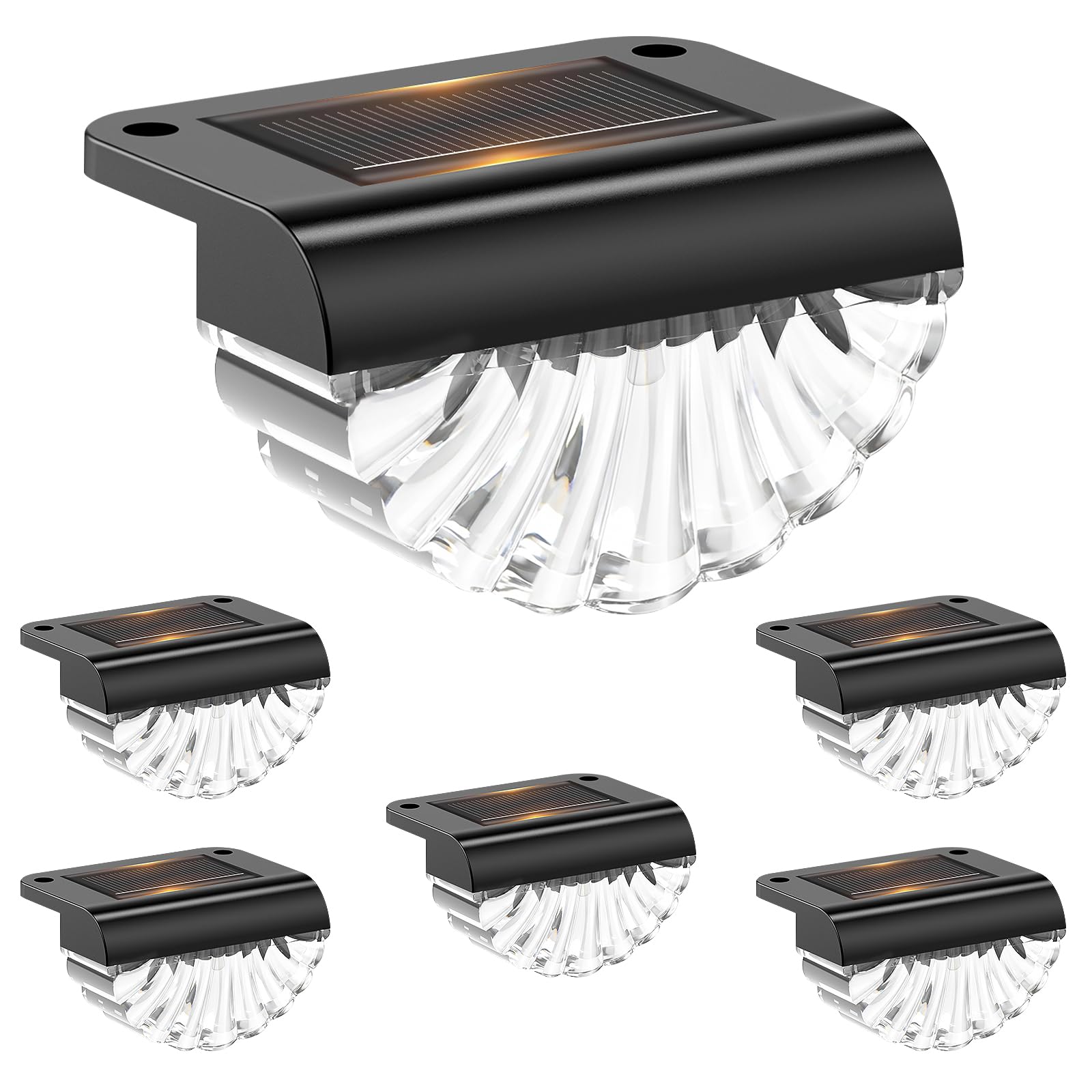Lampada solare a LED per esterni, impermeabile, 6 pezzi | Lampada solare da parete per esterni, per terrazza, giardino e gradini, bianco caldo