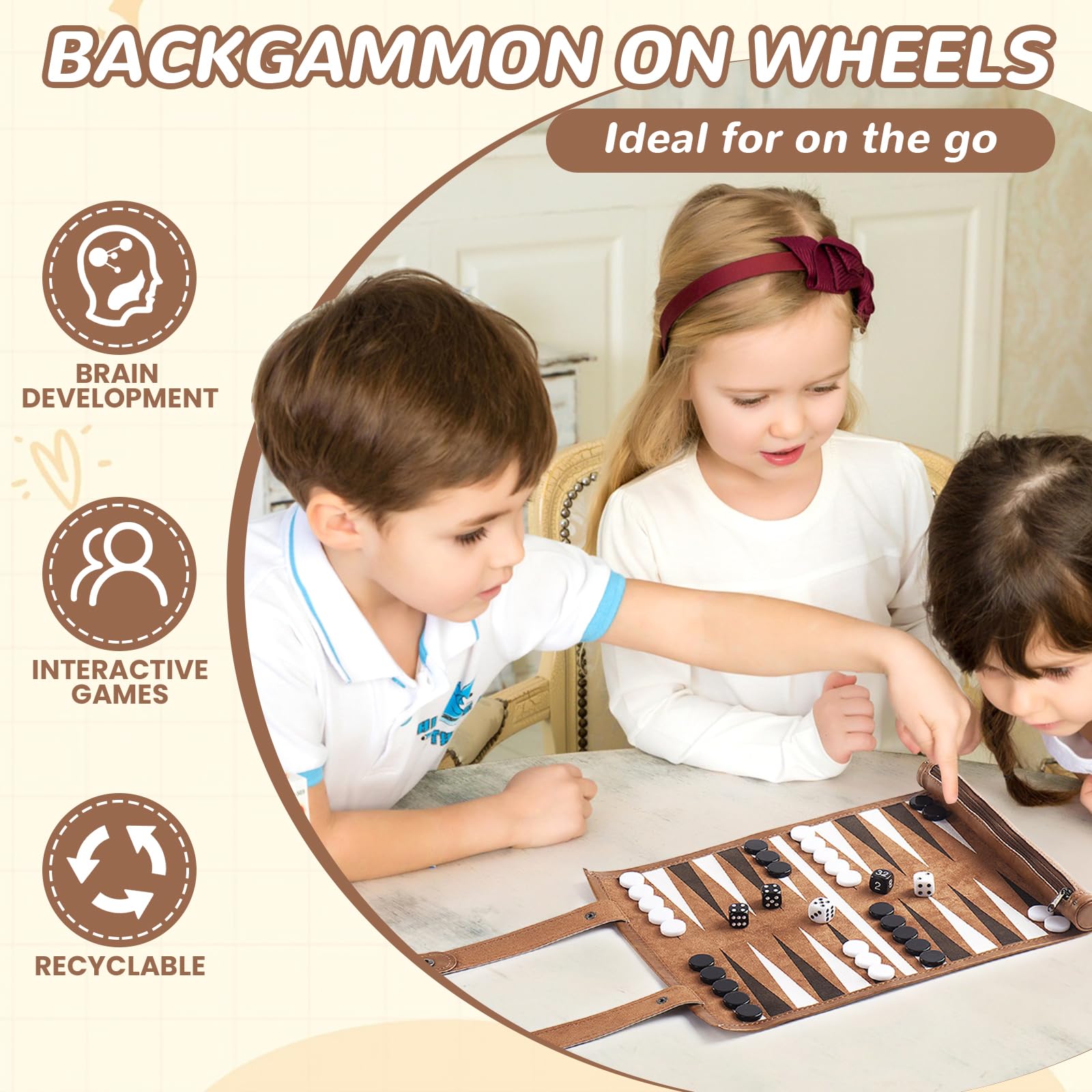 Backgammon Portables Bagamon de Voyage pour Adultes et Enfant (32 x 26 cm)