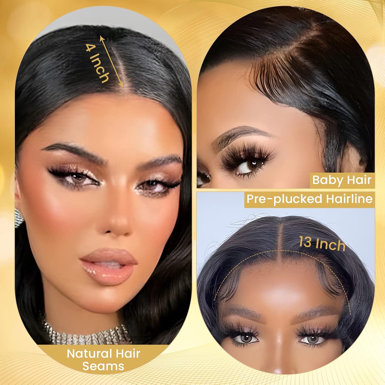 13x4 Body Wave Lace Front Wigs Human Hair Pre Plucked for Black Women, 180% Density Glueless Transparent Lace Front Wigs Human Hair Wig with Baby Hair (26 Inch)
