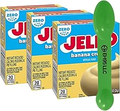 (Pack of 3) Jello Banana Cream Instant Reduce Calorie Pudding & Pie Filling Mix 0.9 oz - 2 in 1 Measuring Spoon Included