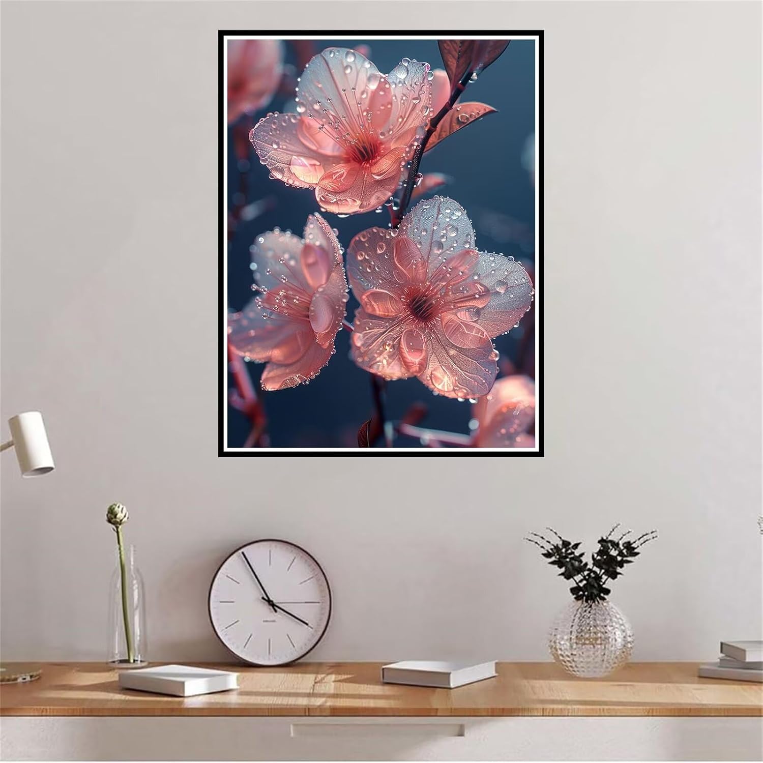 Romantic Diamond Art, Flower Diamond Painting Kits for Adults, DIY Full Diamond Painting Accessories, Gem Art Kits for Adults, Christmas Decor Diamond Painting Kits for Room Decor and Gifts 50x70cm