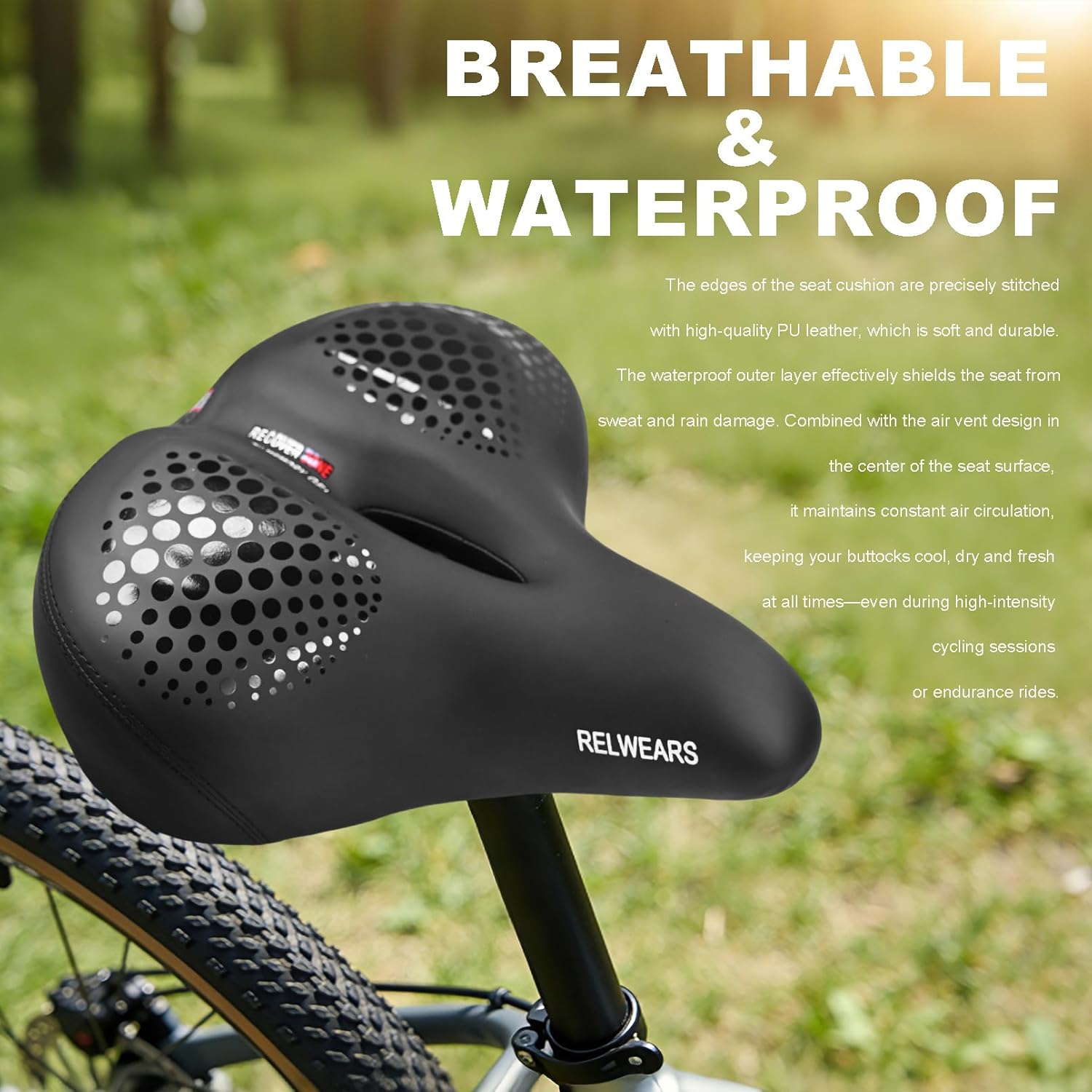Wide Bike Seat Comfortable Oversized Bike Seats for Men Women Waterproof Bicycle Seat for Road Tricycle Commuter Exercise Bikes