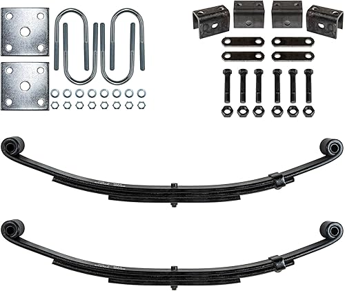 The Trailer Parts Outlet - Kit de suspensión de resorte de doble ojal de 3 hojas para remolque y suspensión de eje único para tubo de 1 3/4" - ejes
