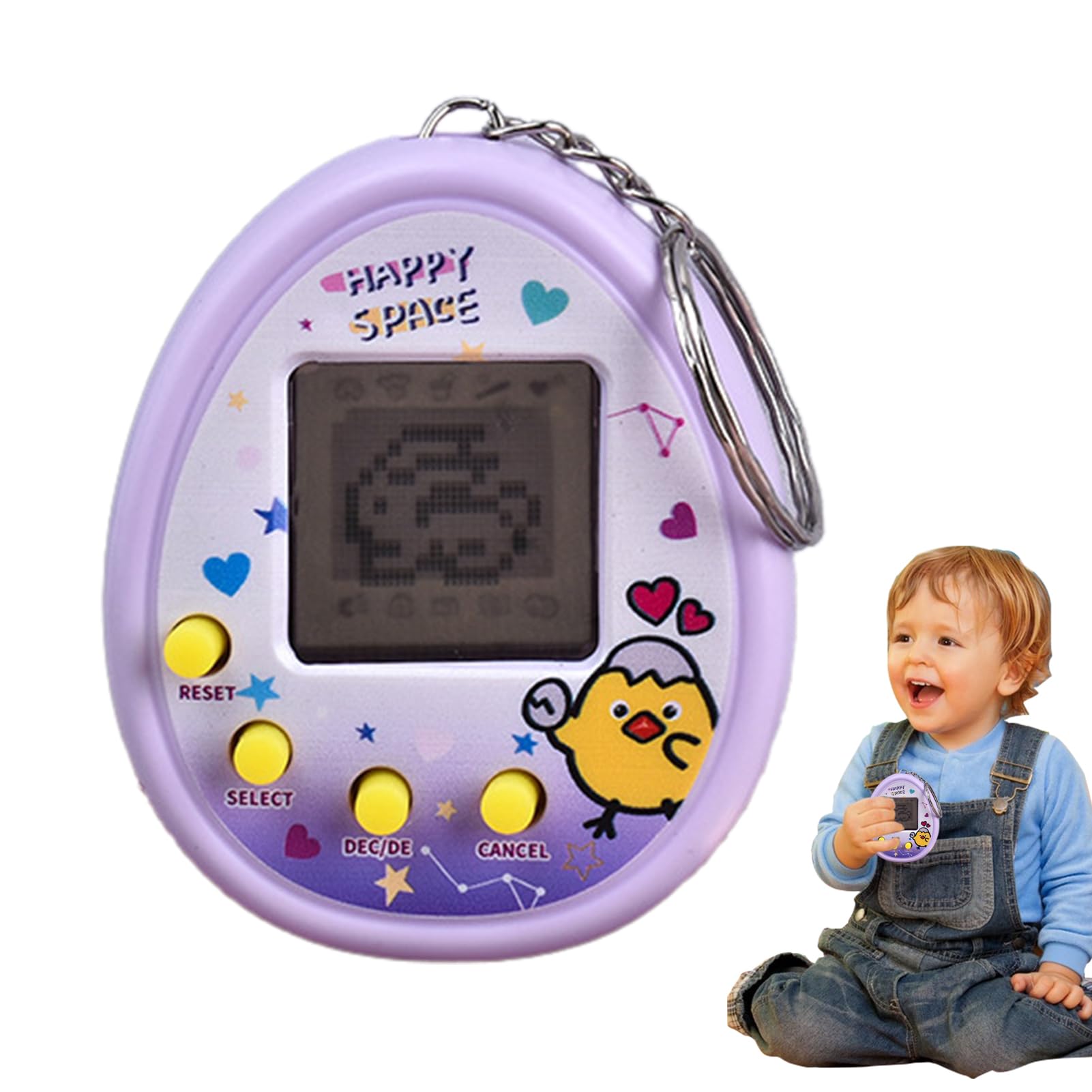 Jingan Purple Virtual Pet Machine | 168 Pets In Retro Handheld Game | 90S Adults And Kids Toy With Chain | 9 Feeding Modes Virtual Electronic Digital Pets Game, Nostalgic Virtual Digital Pet 90S