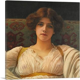 ARTCANVAS Study Of a Head In Drapery Miss Ethel Warwick Canvas Art Print Stretched Framed Painting Picture Poster Giclee Wall Decor by John William Godward - 18" x 18" (0.75" Deep)