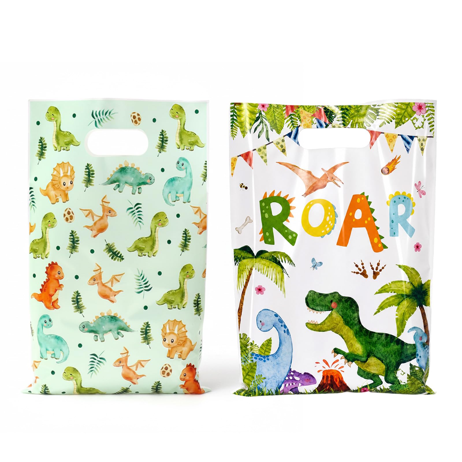 100pcs Dinosaur Gift Bags, Reusable Dino Party Favour Bags with Handles, for Kids Birthday Goodie Bag Party Supplies