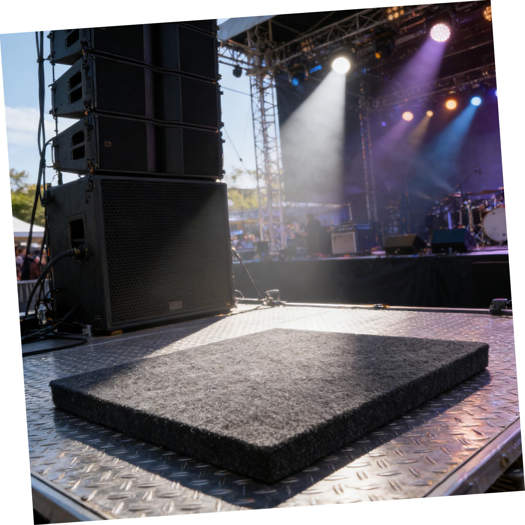 Tappeto Isolante Subwoofer 40x30 Cm, Cuscinetto Antivibrazioni | Poliestere Nero, Uso per Speaker e Bassi, Compatibilità, Tono Elegante e Semplice