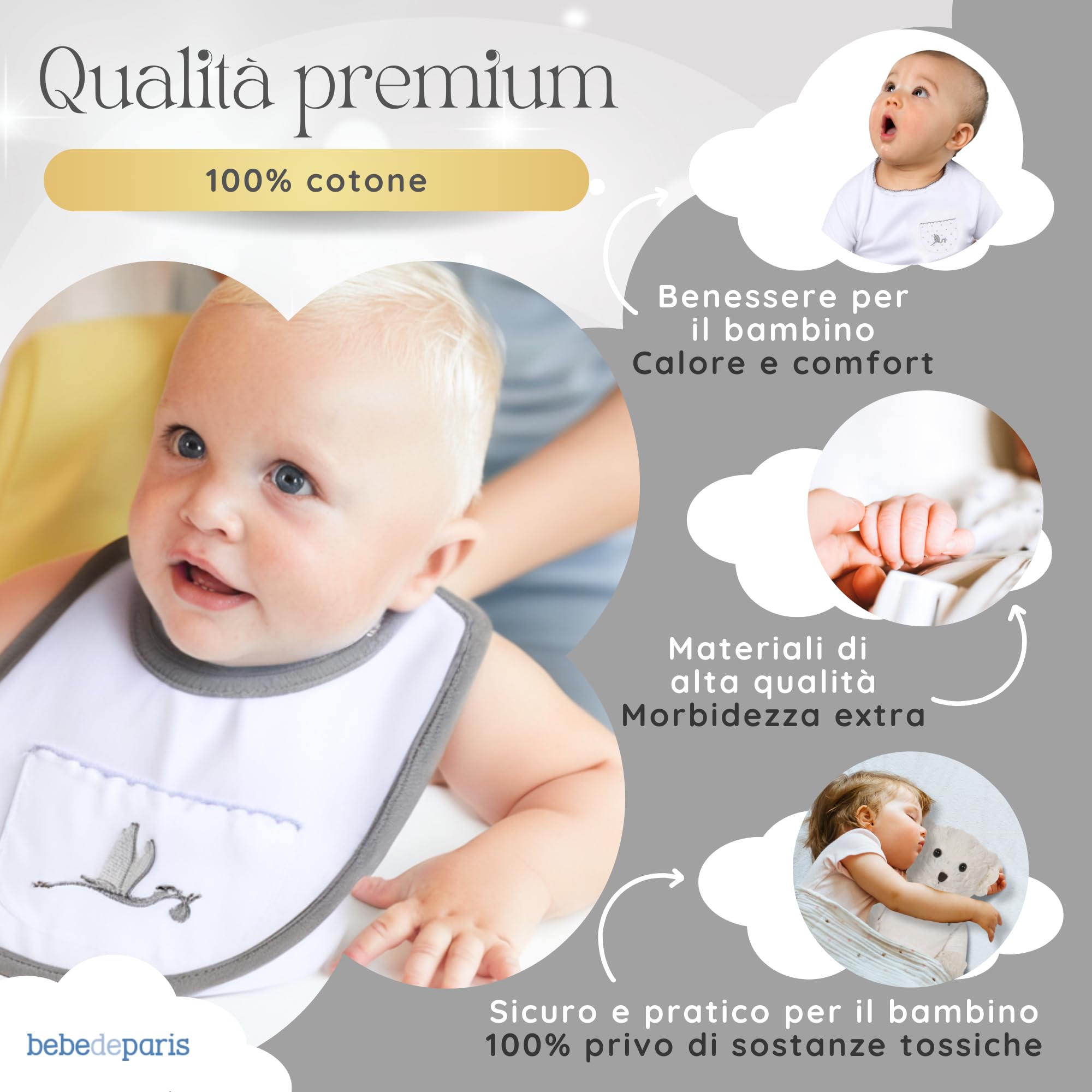 Regalo Neonato Maschio Femmina | Cesto classico per neonati | Cesto regalo personalizzato per neonati | 3/6 mesi (grigio) | BebeDeParis