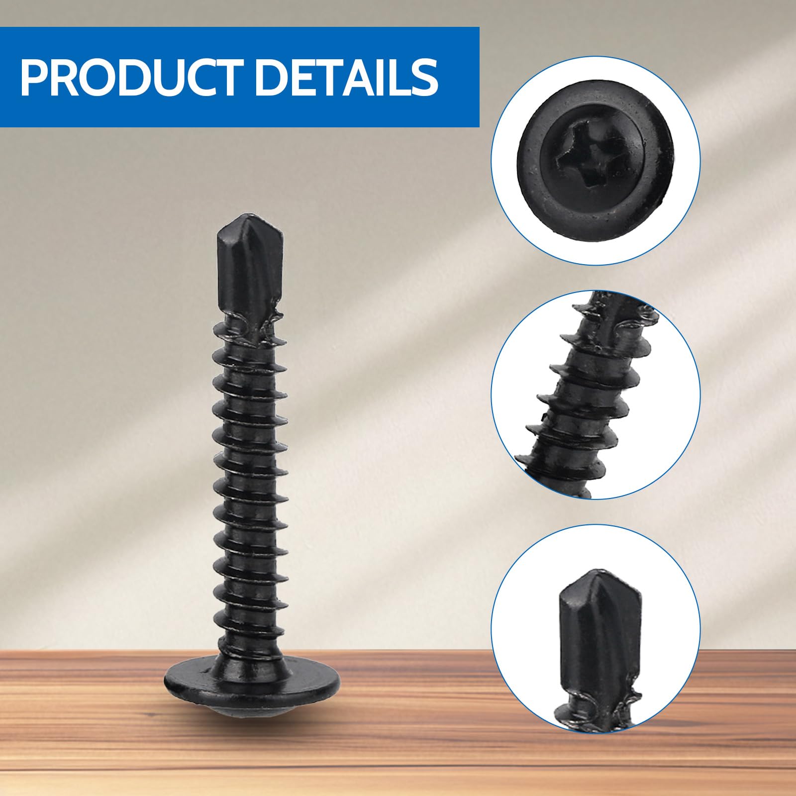 Xiedeai 50Pcs M4.2x32mm Self Tapping Screws, 410 Stainless Steel Wafer Head - Image 4