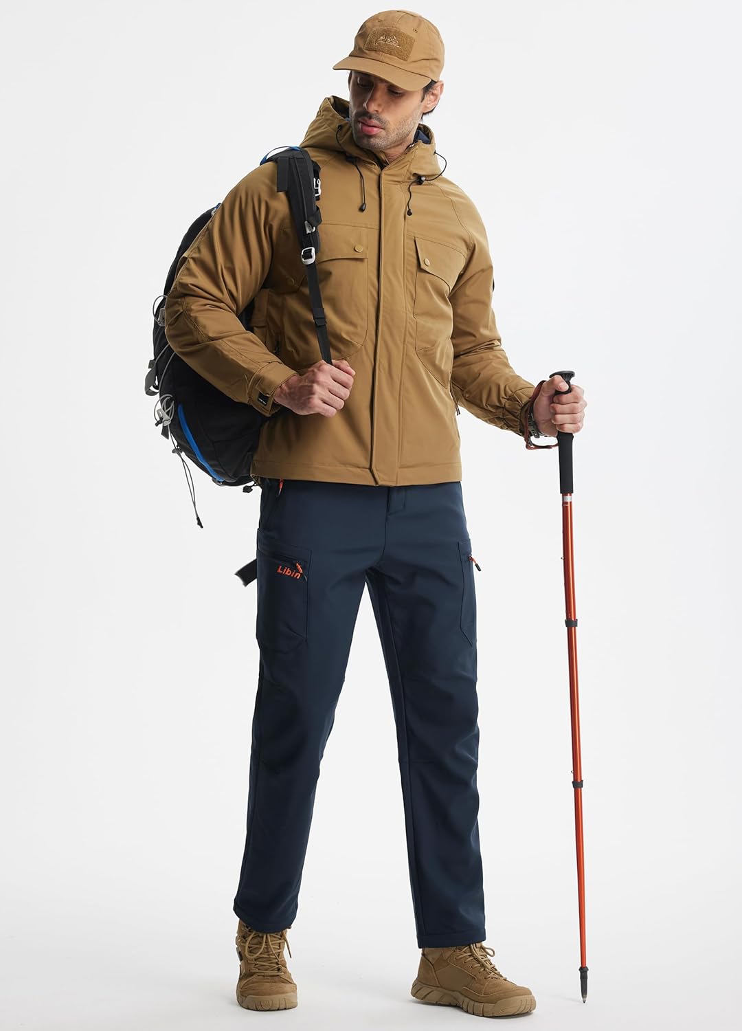 Libin Men's Fleece Lined Hiking Pants Snow Ski Water Resistant Thermal Zipper Pockets Insulated Softshell Cold Weather - Image 6