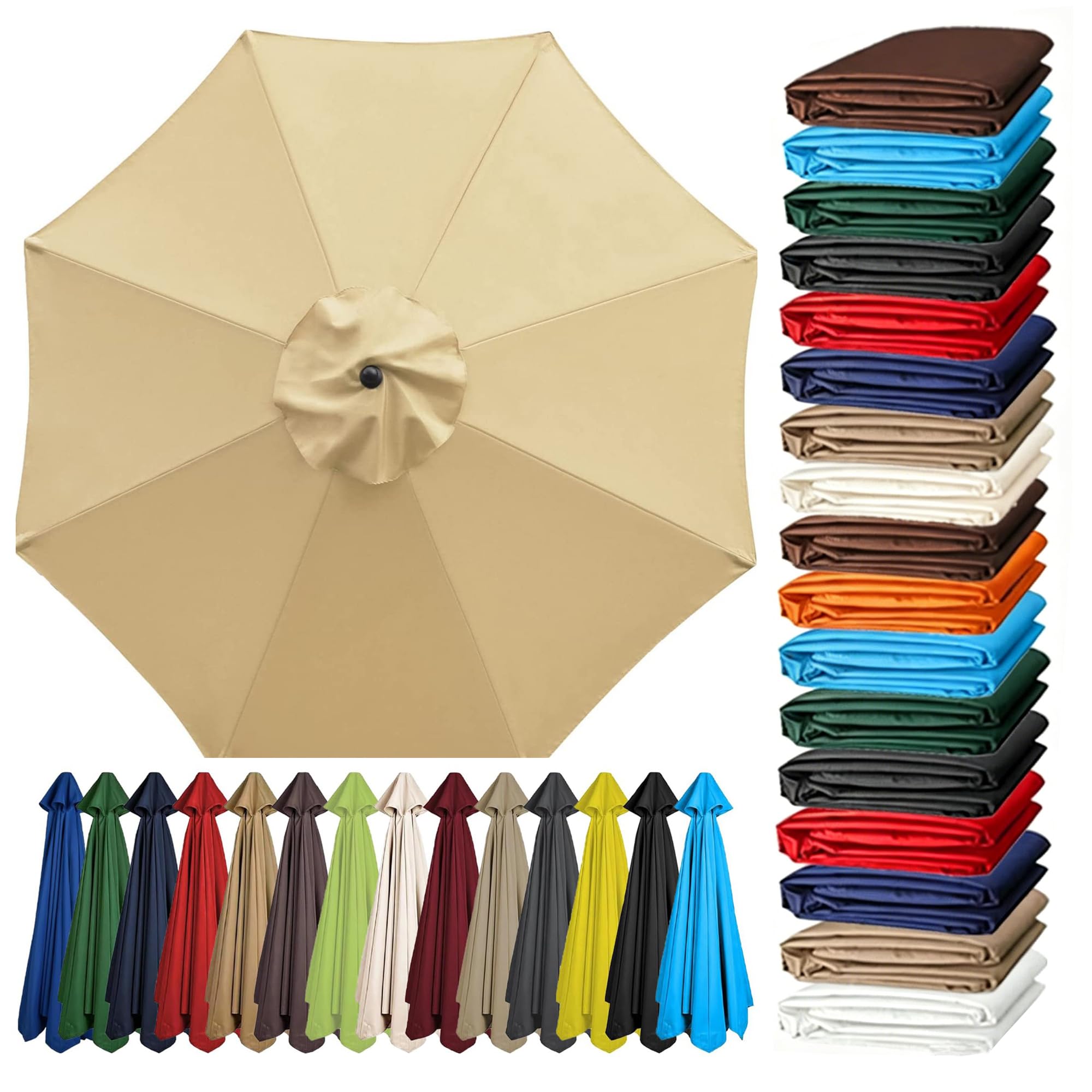 QUIYAEZY Umbrella Canopy Replacement Outdoor, Market Umbrella Top, Replacement Parasol Canopy 2.5m 3.0m 4m 6/8 Rib for Patio Deck Balcony Pool Garden Outdoor Waterproof Umbrella Replacement Fabric