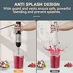 LINKChef 7 in 1 Immersion Blender Handheld, 800W Hand Blender with 2 Titanium Steel Blades, 20 Speed and Turbo Mode, Scratch Resistant Stick Blender with Whisk, Milk Frother, Food Processor, Beaker
