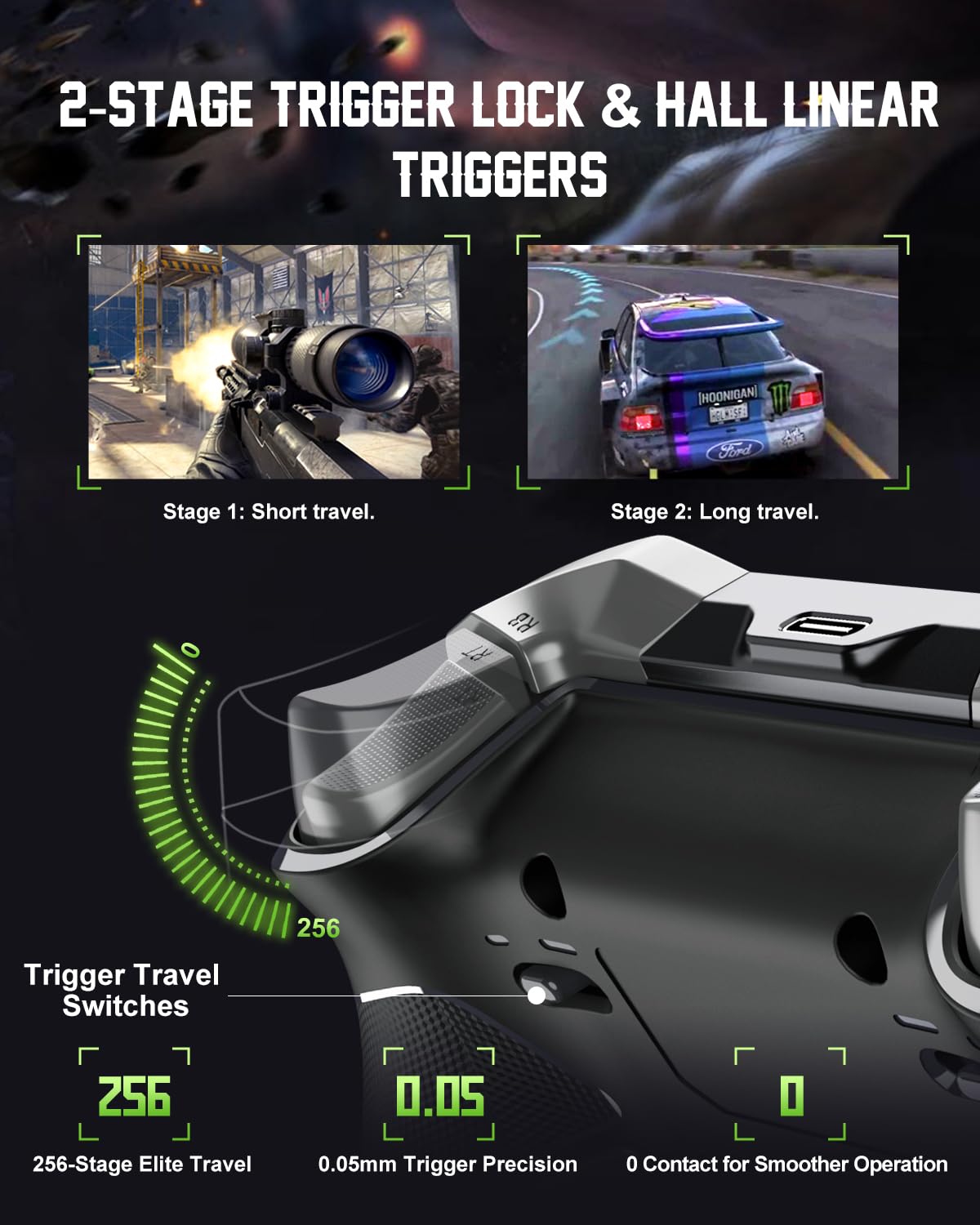 PXN P5 Wireless Gaming Controller – Hall Effect Joysticks & Triggers, 1000Hz Polling, 4 Macro Buttons, 2.4G/BT/SW, Turbo, App – For PC, Steam Deck, Switch/Switch 2, Android & iOS - Image 3