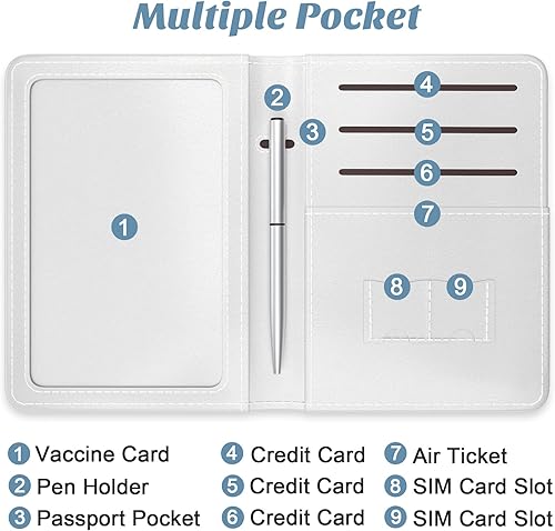 Miniatura 3 de Soporte para pasaporte, cartera de piel RFID para pasaporte de viaje para mujeres y hombres, Verde (Green leaves), Compacto