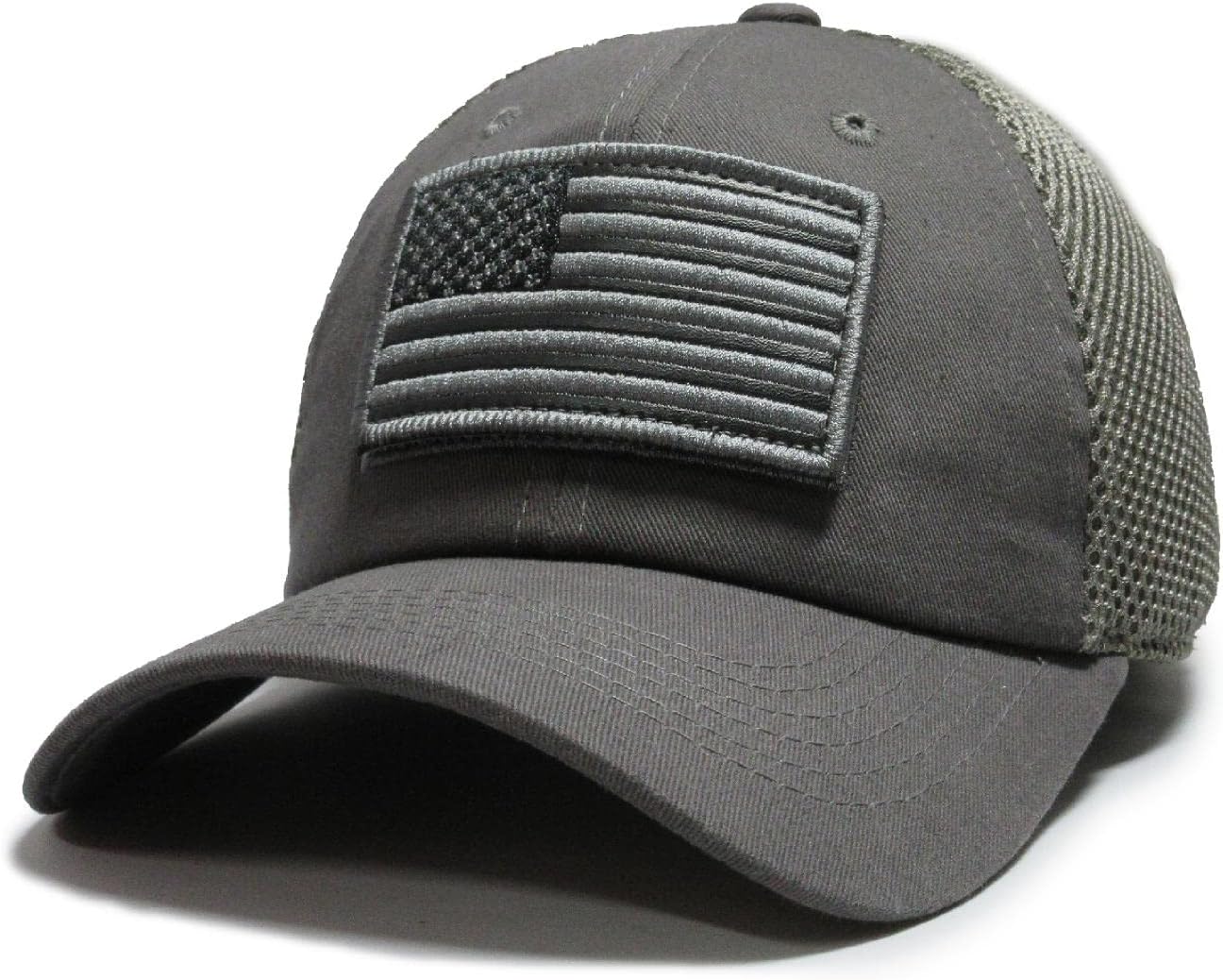 USA Flag Hat Gray Detachable Patch Micro Mesh Tactical Cap - Image 4