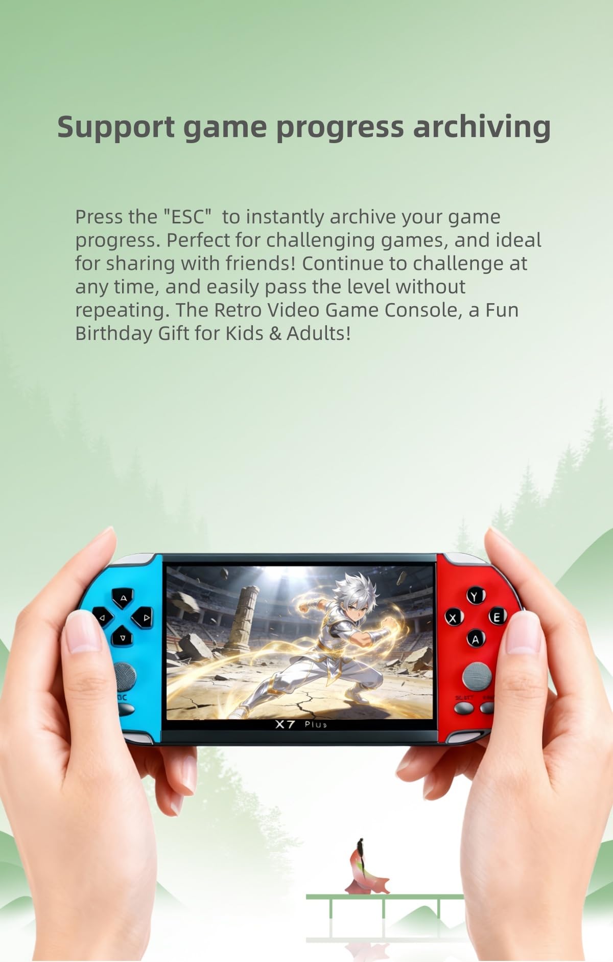 Console di gioco portatile LCD da 5,5" YHFITN, con giochi integrati, supporto per più emulatori, multimediale ricaricabile e connessione TV, giocattoli da viaggio, regali di compleanno - 5