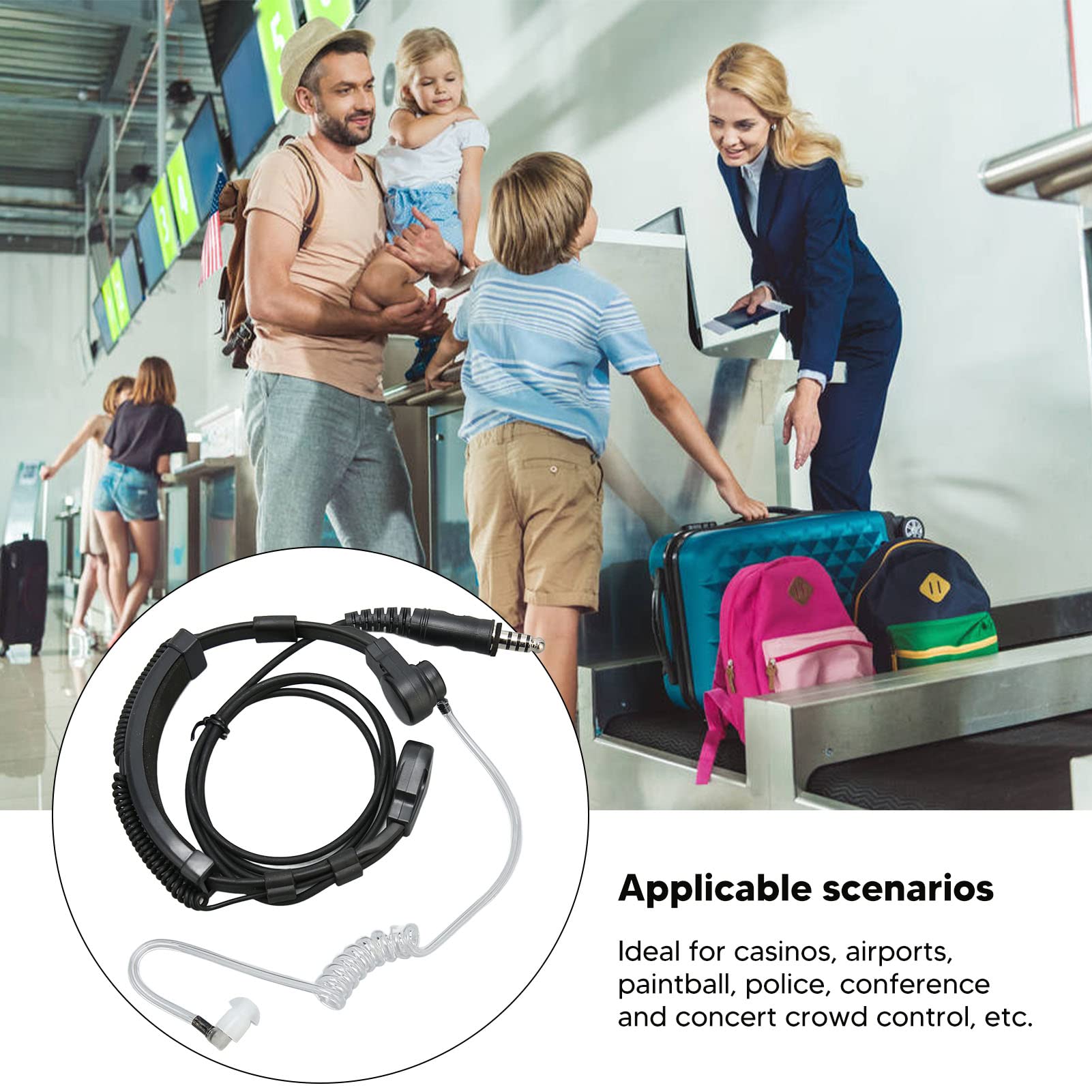 Septpenta Kehlkopfmikrofon Walkie Talkie Ohrhörer Mit U94 PTT Adapter, Verstellbarer Transparenter Akustikschlauch Walkie Talkie Ohrhörer Headset Für T5000 T5100 Und Andere Modelle