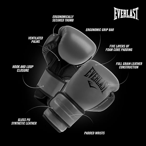 Everlast Powerlock OG & Powerlock 2R Boxing Gloves Training Gloves for Sandbag Pads & Sparring Fastening Advanced Foam Technology Ergonomic Grip - Original Everlast Equipment