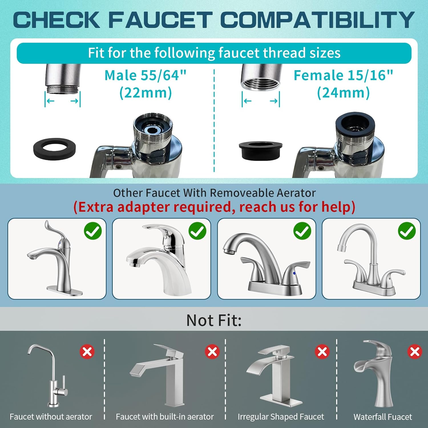 CECEFIN 1440ºSink-Water-Filter Faucet-Extender 3.0 Telescopic - Carbon Purifier Reduce 99% Chlorine, NSF Test Bathroom Kitchen Aerator, Swivel Long Arm Extension for Toddlers, Hard Water Softener