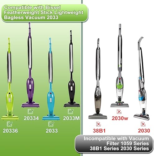 Miniatura 3 de Filtro de repuesto compatible con Bissell Featherweight Stick 20331 20333 20334 20336 20339 20339 2033M, 2 filtros de malla, 4 filtros de espuma,