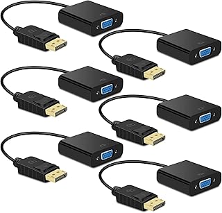 6 Pack DisplayPort to VGA Converter Adapter, EEEKit Gold Plated DP to VGA Cable Connects Male to Female for Computer, Desktop, Laptop, PC, Monitor, Projector, HDTV, HP, Lenovo, Dell, ASUS and More