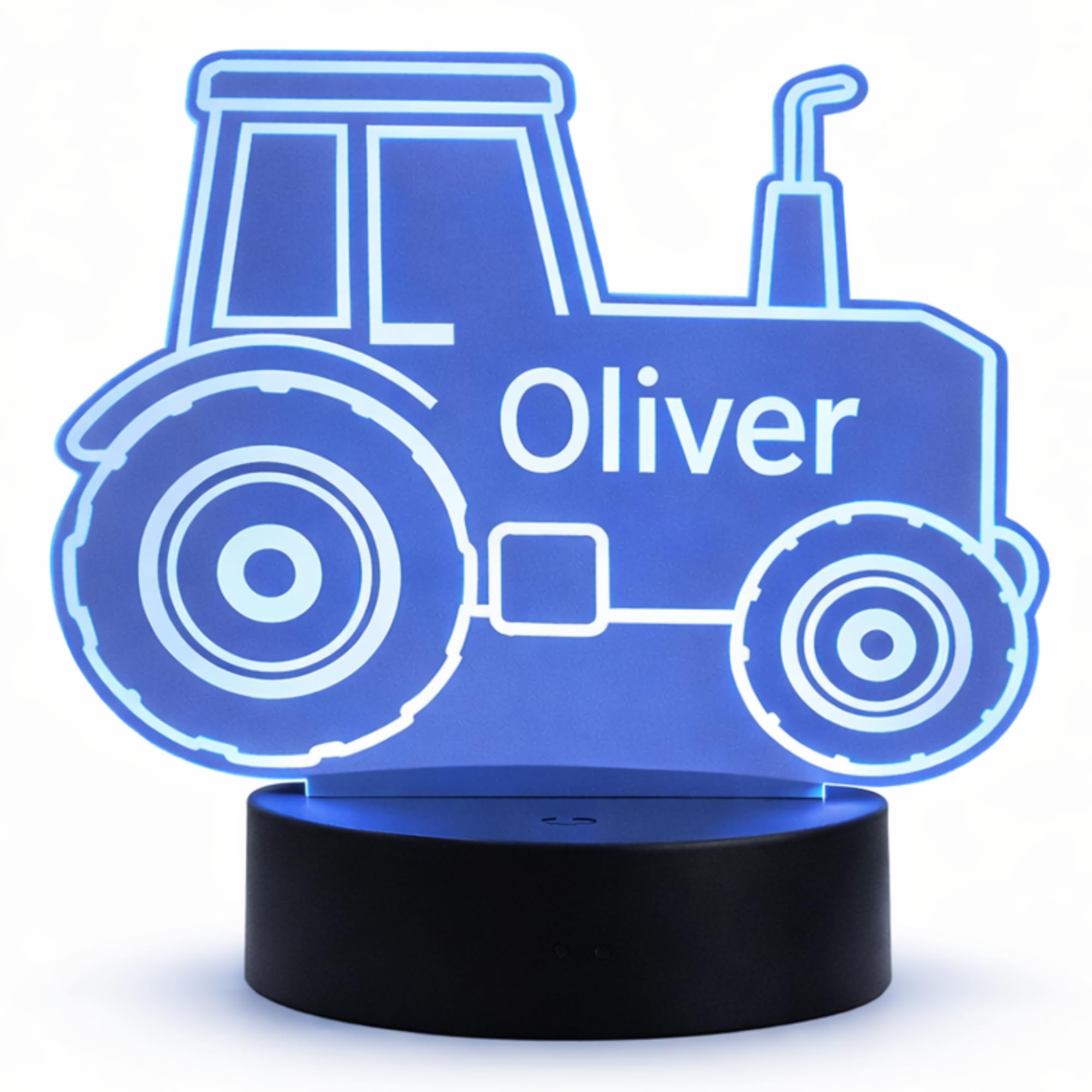 Personalised Tractor Night Light for Kids – Custom Name Acrylic LED Lamp with Colour Changing Light – Boys Bedroom & Nursery Decor – USB Powered