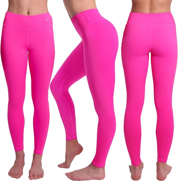 CompressionZ Tummy Control Compression Leggings for Women | High Waisted Workout Yoga Pants (Black + Pink, X-Small) Bundle