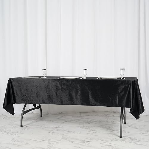 Miniatura 9 de Efavormart - Mantel rectangular de terciopelo negro prémium de 60 x 102 pulgadas para eventos de fiesta de boda