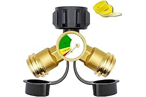 Propane Splitter with Gauge and Shut-Off Valve
