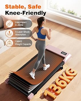 Superun Raceable 6% Incline Walking Pad, 6/12km/h Foldable Treadmill