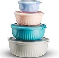Vista 6 de Recipientes de almacenamiento de alimentos, cuencos de plástico con tapas, cuencos para mezclar, recipientes de preparación de alimentos, recipiente