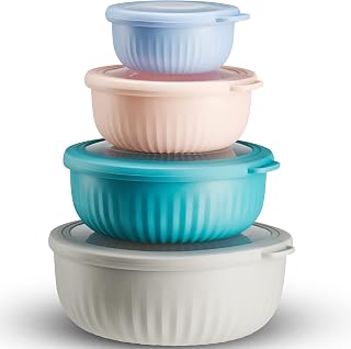 Food Storage Containers, Plastic Bowls with Lids Set, Mixing Bowls, Food Prep Containers, Meal Prep Container, 8 Piece Set