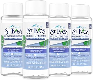 St. Ives Unfragranced BHA Exfoliating Vegan Facial Toner, 6.68 fl oz (Pack of 4)