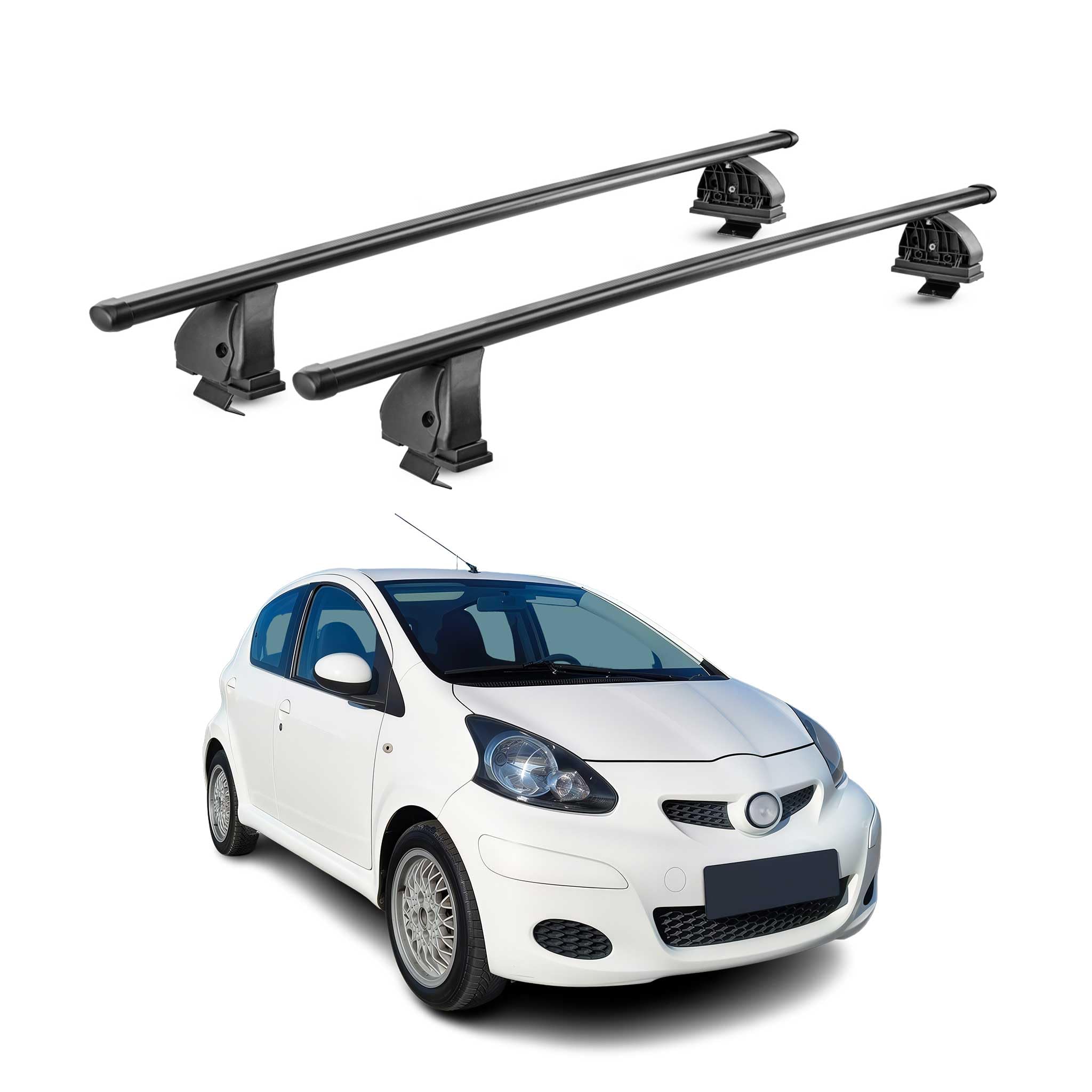 OMAC Dachträger für Toyota Aygo 2005-2014 Stahl 2 Stangen Schwarz