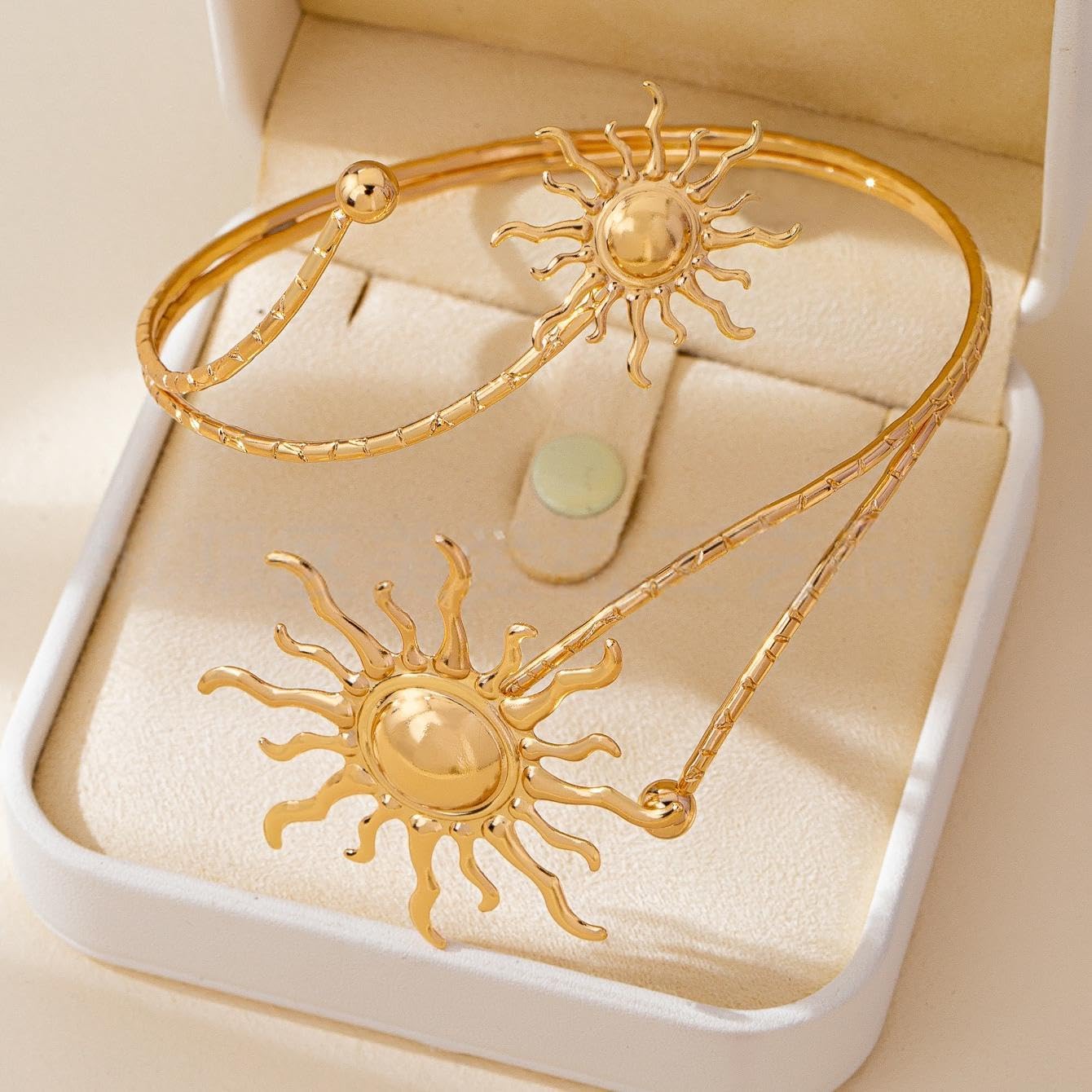 Upper Arm Cuff Gold Sun Armlet Open Cuff Wrap Bracelet Arm Bangles Adjustable Bohemian Jewelry Gift For Women - Image 4