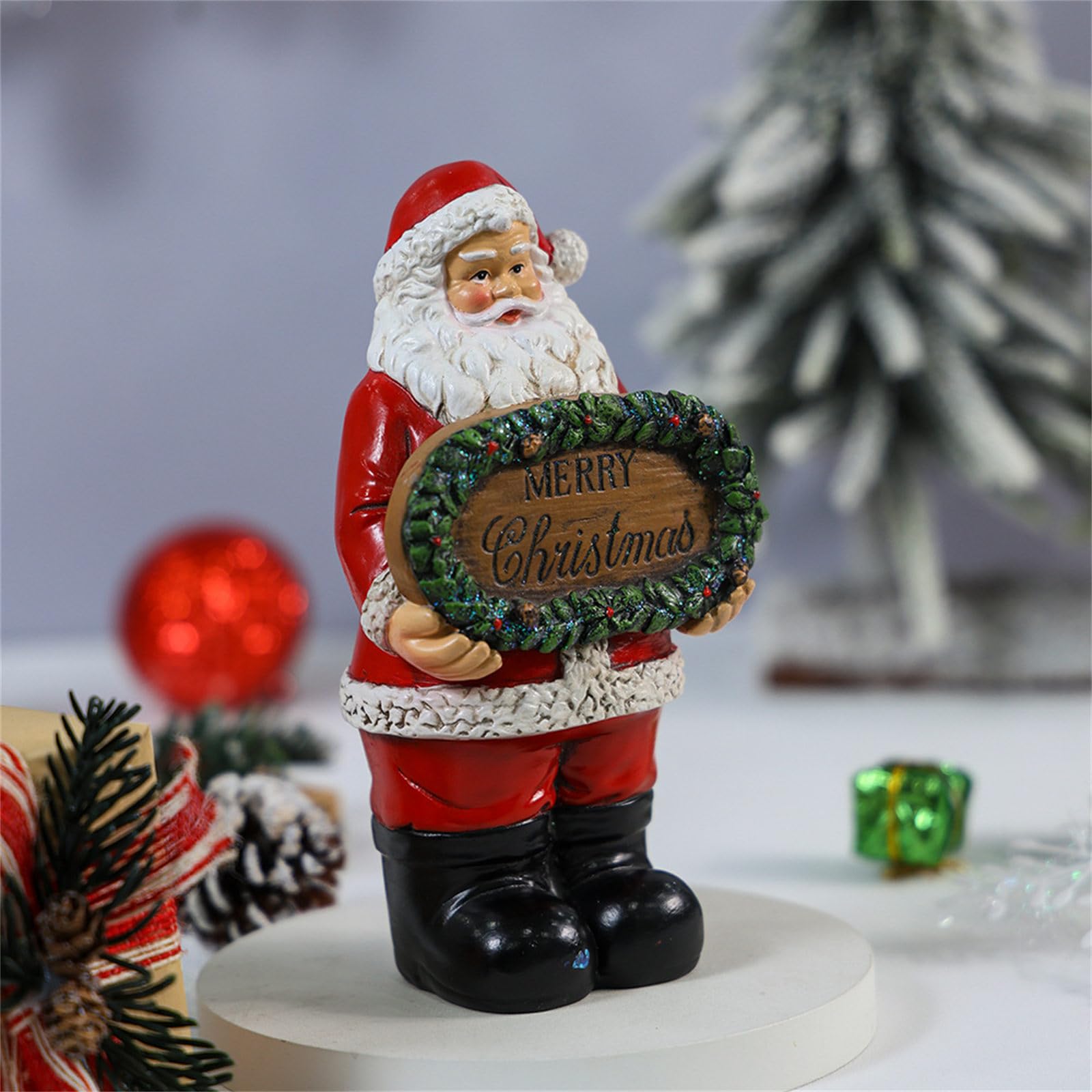 Decorazione natalizia in resina con Babbo Natale, decorazione natalizia per casa e ufficio