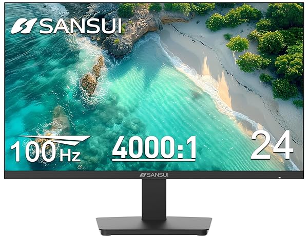 SANSUI Monitor 24 inch 100Hz Computer Monitor丨FHD 1080P PC Monitor丨HDMI丨FreeSync丨HDR丨Earphone Jack丨 Ergonomic Tilt for Home and Office